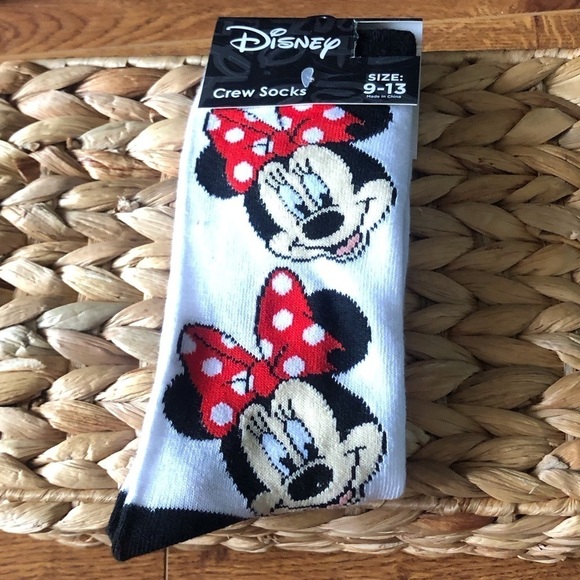 Disney Other - Disney Mickey & Friends: Minnie Mouse face crew socks